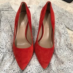 Red suede BCBGMAXAZRIA heels
